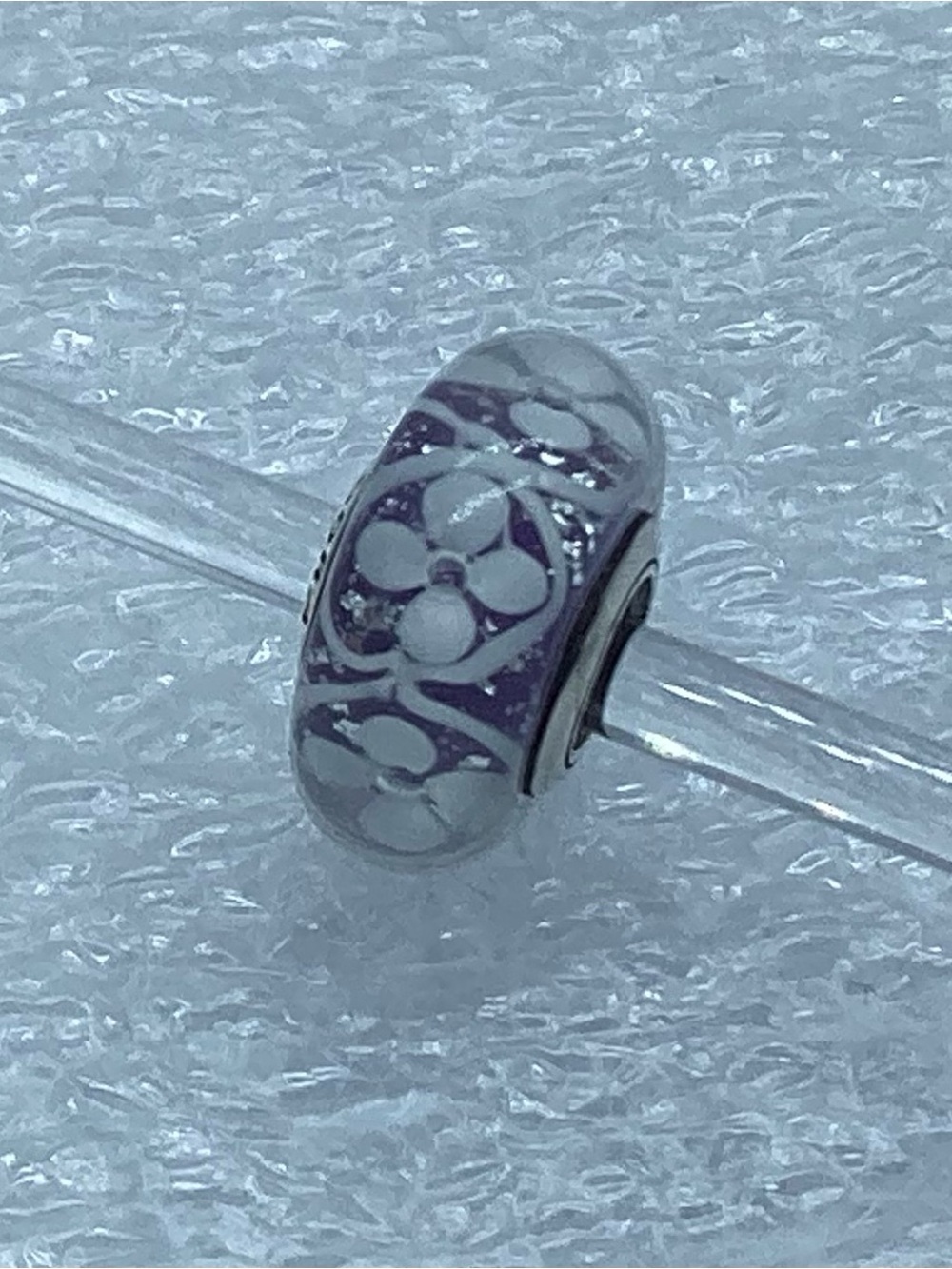 Pandora,” Purple flowers” Murano Glass Charm S925Ale M10-5